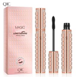 QIC Peanut Brush Head Mascara Fiber Shining Diamond Waterproof Verlenging Cruling Dikke Beauty Make-up Balck Mascara7880353