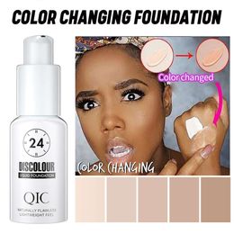 Qic Qini kleur opwarming huid vloeistof foundation natuurlijk masker verhelderende set make -up camouflagestift kleur veranderende bb crème make -up