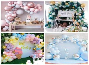 Qifu Macaron globo Garland Arch Kit de boda Baloon Decoración de fiesta de feliz cumpleaños