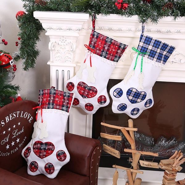 QIFU-calcetines navideños para perros y mascotas, bolsas de regalo de Navidad, paquete de regalos, adornos de árbol de Navidad, Feliz Año Nuevo 2020