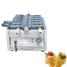 Qihang_top 1101C Máquina comercial eléctrica para hacer conos de helado Taiyaki Máquina para hacer conos de gofres en forma de pez de Corea