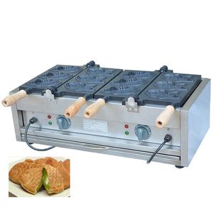 Qihang_top 6 poissons électrique Taiyaki faisant la Machine/machine commerciale de gaufrier de taiyaki/machine de fabrication de gâteau de poisson