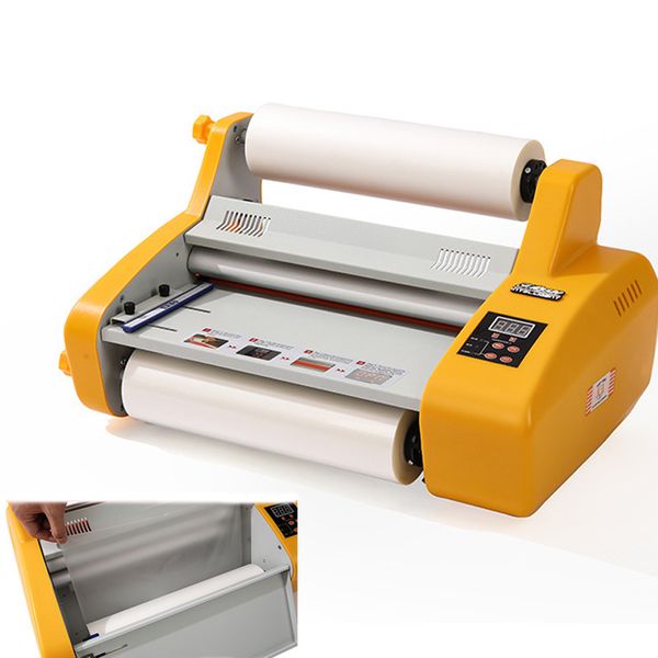 Máquina laminadora Qihang top A3, laminadora de rollo caliente de escritorio, laminadora de fotos de película para embalaje de blíster de fotos