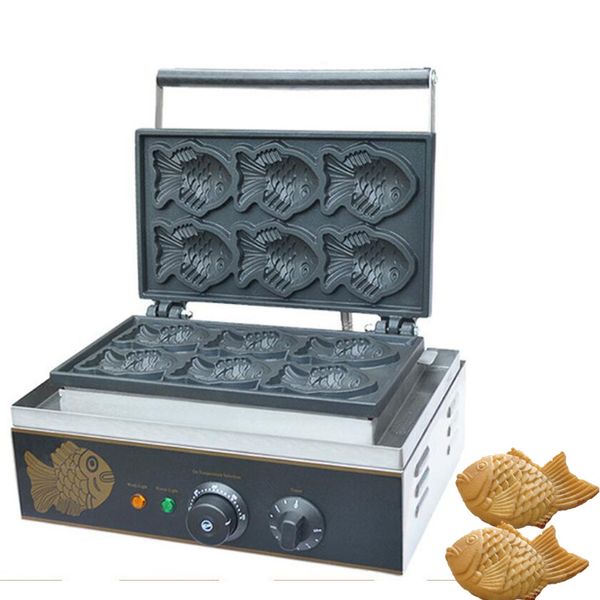 Qihang top Uso Comercial Antiadherente 110v 220v Eléctrico 6pcs Mini Fish Waffle Taiyaki Baker Machine Maker Plate