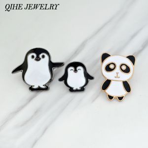 Joyería QIHE broches alfileres pingüino panda broches de animales mochila sombrero insignias para cuello alfileres de animales joyería de pingüino