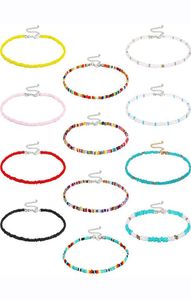 Qimoshi 12 stcs Boho glaszaad kralen ketting ketting kleurrijke kralen Rainbown Beach Bead Choker kettingen voor vrouwen9898916