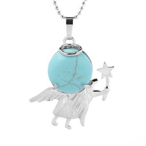 qimoshi Fée Tige Petit Ange Pendentif Collier Pierre Naturelle Adolescente Femelle Allégorie Guérison Gardien Cadeau 12 pièces