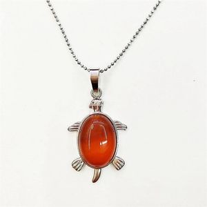 qimoshi Santé et longévité Bijoux naturels pierre tortue pendentif collier unisexe parents signifiant cadeau d'anniversaire 12 pièces266S