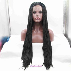 Qingdao Xiwei Front Lace Wig Naturel Black Natural Trois brins Épais tressé Rose intérieure Mesh Traids sales tissés à la main