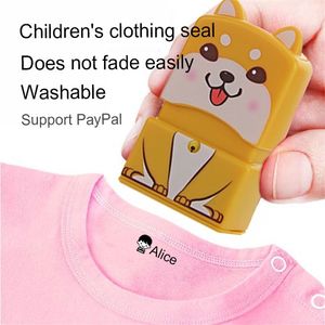 Sello personalizado QITA DIY para niños, sello de nombre, capítulo de ropa para estudiantes de escuela, pegatinas de ropa para niños, bebé, perro, gato, 220622