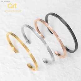 Pulseira árabe Qitian para mulheres pulseira de aço inoxidável personalizada caligrafia árabe Deus mensageiro AYATUL KURSI pulseira L230620
