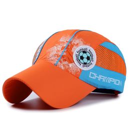 Qiuboss Snelle droge printing baseball cap voor kinderen zomer sport polyester mesh cap voetbal logo kinderen net cap sunhat