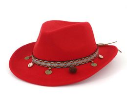 Qiuboss Richard Petty Stetson Felt Western Cowboy avec un ruban ethnique lisse Laine en laine Feel Fedora pour hommes Women7341403
