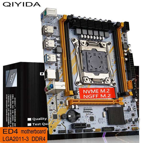 Qiyida x99 Motherboard ED4 LGA20113 PCI USB30 M2 SSD SATA3 Prise en charge 4x DDR4 RECC NONECC Mémoire et Xeon E5 V3 V4 240326