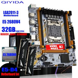 QIYIDA X99 Moederbord LGA 2011-3 Set Kit Xeon E5 2680 V4 CPU Processor 32G = 2*16G DDR4 REG ECC RAM Geheugen NAAM M.2 240314