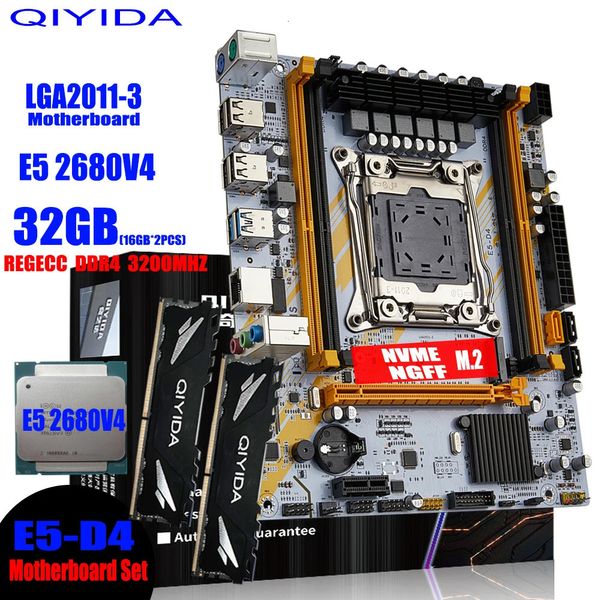 QIYIDA X99 carte mère LGA 20113 Kit Xeon E5 2680 V4 processeur d'unité centrale 32G216G DDR4 REG ECC RAM mémoire nom M2 240326