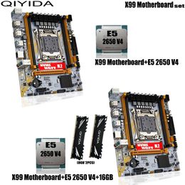 QIYIDA X99 Moederbord Set Combo Xeon Kit E5 2650 V4 CPU LGA 2011-3 Processor 16GB DDR4 RAM Geheugen NVME M.2 NGFF SATA ED4 240314