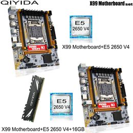 QIYIDA X99 ensemble de carte mère LGA 2011-3 Kit Xeon E5 2650 V4 processeur d'unité centrale avec 16 go DDR4 ECC RAM mémoire SSD NVME M.2 M-ATX E5 D4 240314