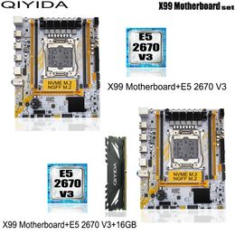 Juego de placa base QIYIDA X99 LGA2011 3 con procesador de CPU Xeon E5 2670 V3 y memoria RAM DDR4 de 16GB NVME M2 D4 240326