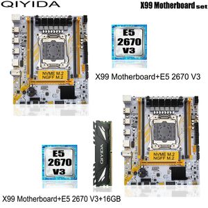 QIYIDA X99 ensemble de cartes mères LGA2011 3 kit avec processeur d'unité centrale Xeon E5 2670 V3 et 16 go de mémoire RAM DDR4 NVME M2 D4 240326