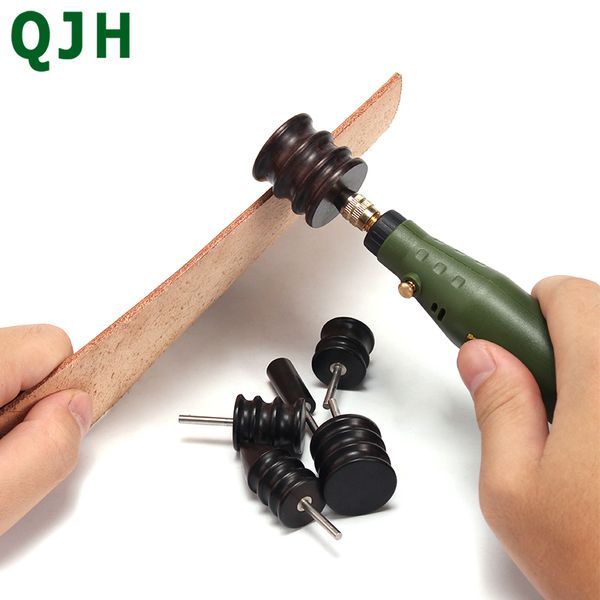 QJH Black Ebonoy Wood En cuir Brunnisher Polie Polished Tiles en cuir diy Craft Edge Slilick Tool Electric Polied Tip Head Rotary