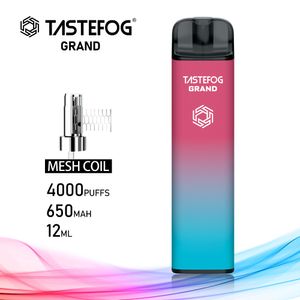 QK Tastefog Mesh Coil Vapes rechargeables jetables 4000 bouffées Cigarette 5% 12ml 650mAh Batterie Vente en gros Amérique et marché australien