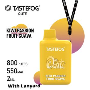 Boîte de cigarettes électroniques en gros 800 bouffées de vape jetable Tastefog Factory Direct de qualité supérieure 10 E-liquide 2% Nic avec pendentif avec bleu Razz Kiwi Passion Goyave Saveur de raisin