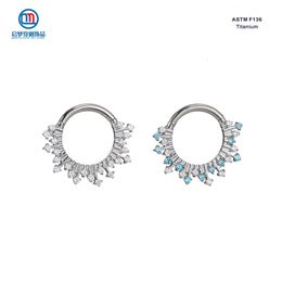 QM 1 pièces ASTM 36 mode Zircon Clicker cerceau nez anneau boucles d'oreilles corps Piercing bijoux 240130