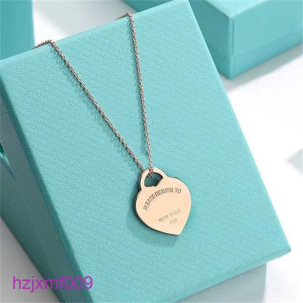 Qm2d Collares pendientes Collar de joyería de diseñador TF Corazón de oro Lujo Rosa San Valentín Da