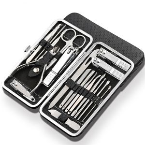 Qmake 19 in 1 Stainless Steel Manicure set Professional Nail clipper Kit of Pedicure Tools Ingrown ToeNail Trimmer 220630