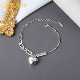 Bracelet d'argent qmcoco 925 pour femme branchée élégante vintage créatif créatif design simple amour coeur de forme de coeur bijoux cadeaux