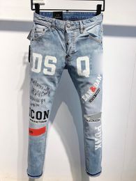 QNPQYX 2022 streetwear jeans pantalones casuales europeos y americanos motocicleta hip-hop denim rasgado agujero lavado jeans DSQ shorts F2688