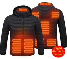 QNPQYX 8 zones gilet chauffant USB chauffage hiver chaud électriquement chauffé doudoune à capuche pêche en plein air chasse gilet randonnée 1229441