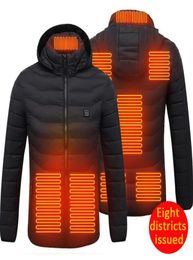 QNPQYX 8 Gebied Verwarmd vest USB Verwarming Winter Winter elektrisch verwarmde Down Down Jacket Hoodies Outdoor Fishing Hunting Haistcoat Hiking8960696