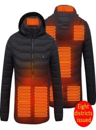 QNPQYX 8 Zone chauffée chauffée USB chauffage hiver chaud électriquement chauffée veste sweats à capuche extérieure de chasse à la pêche à la pêche à la chasse 9549384