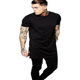 QNPQYX Hommes Rock T-shirt Longueur étendue T-shirt Longline Style d'été Hommes Hip Hop T-shirt Streetwear Vêtements de haute qualité Tee310n