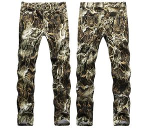 QNPQYX hommes peau de serpent imprimé Camoflague Original mince Hip Hop Rock jean pantalon hommes jean maigre Streetwear 29-38