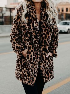 QNPQYX nouveau automne léopard fausse fourrure manteau femmes longs manteaux d'hiver femme chaud dames fourrure veste femme en peluche Teddy manteau Outwear