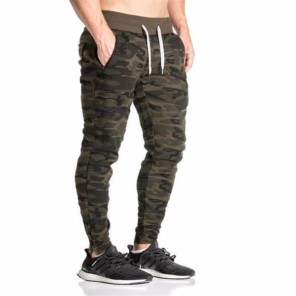 QNPQYX Nuevos pantalones de chándal ajustados informales, pantalones de gimnasio de camuflaje, pantalones deportivos para hombre, pantalones deportivos elásticos, pantalones de chándal de culturismo para gimnasio