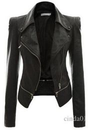 QNPQYX Nieuwe Cool Vrouwen Leren Jas Klinknagel Rits Motorjas Kraagvorm chaquetas mujer Argyle patroon Lederen Jassen