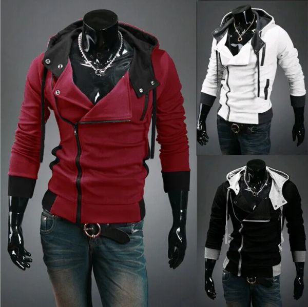 QNPQYX New Hot Hommes Vestes Slim Chapeau Personnalisé Conception Hoodies Sweats Veste Pull Assassins Creed Manteau