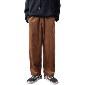 Qnpqyx Nieuwe Japanse stijl Heren Wide Been Pants Corduroy rechte lange broek losse informele flodderige bodem mannelijke zwarte 4xl