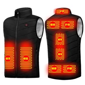 QNPQYX Nieuwe Heren Vesten 9 Gebieden Verwarmd Vest Mannen Vrouwen USB Elektrische Infrarood Verwarming Jas Winter Outdoor Thermische Warmer kleding Vest S-6XL