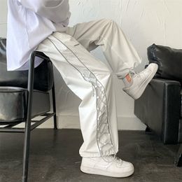 Qnpqyx Nieuwe streetwear White Cargo Pants Men Oversize brede broek Harajuku zweetwedstrijd mode joggers skateboard broek Techwear