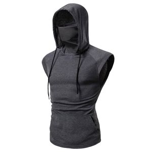 QNPQYX Nouveaux t-shirts d'été Hommes Gilet à capuche Grande taille Débardeurs à capuche Mode T-shirts sans manches pour hommes streetwear Ninja cosplay vest