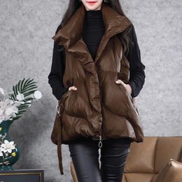 QNPQYX Neue Winter Daunen Baumwolle Weste Frauen Lose Solide Ärmellose Jacke Mantel Weibliche Schwarz Weiß Warme Westen Herbst Leichte Weste