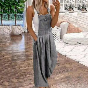 Qnpqyx zomer dames mouwloze overalls cool denim jumpsuit casual wide been jeans jumpsuits dames jumpsuits plus size