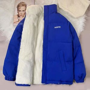 QNPQYX épaissir chaud coton-rembourré veste femmes bleu col montant agneau cachemire Parka femme nouvel étudiant hiver Streetwear manteaux