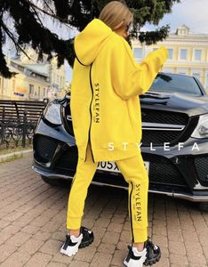 QNPQYX Survêtement Femmes Deux Pièces Ensemble Lâche Dos Fermeture Éclair Longues Sweats À Capuche Pantalon Ensemble Automne Vêtements De Sport Minces Pull Streetwear Joggers