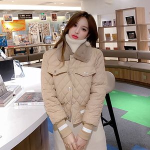 QNPQYX hiver tout-match court Parkas vestes femmes mode en peluche col vers le bas coton veste femme coréenne Chic à manches longues Parka